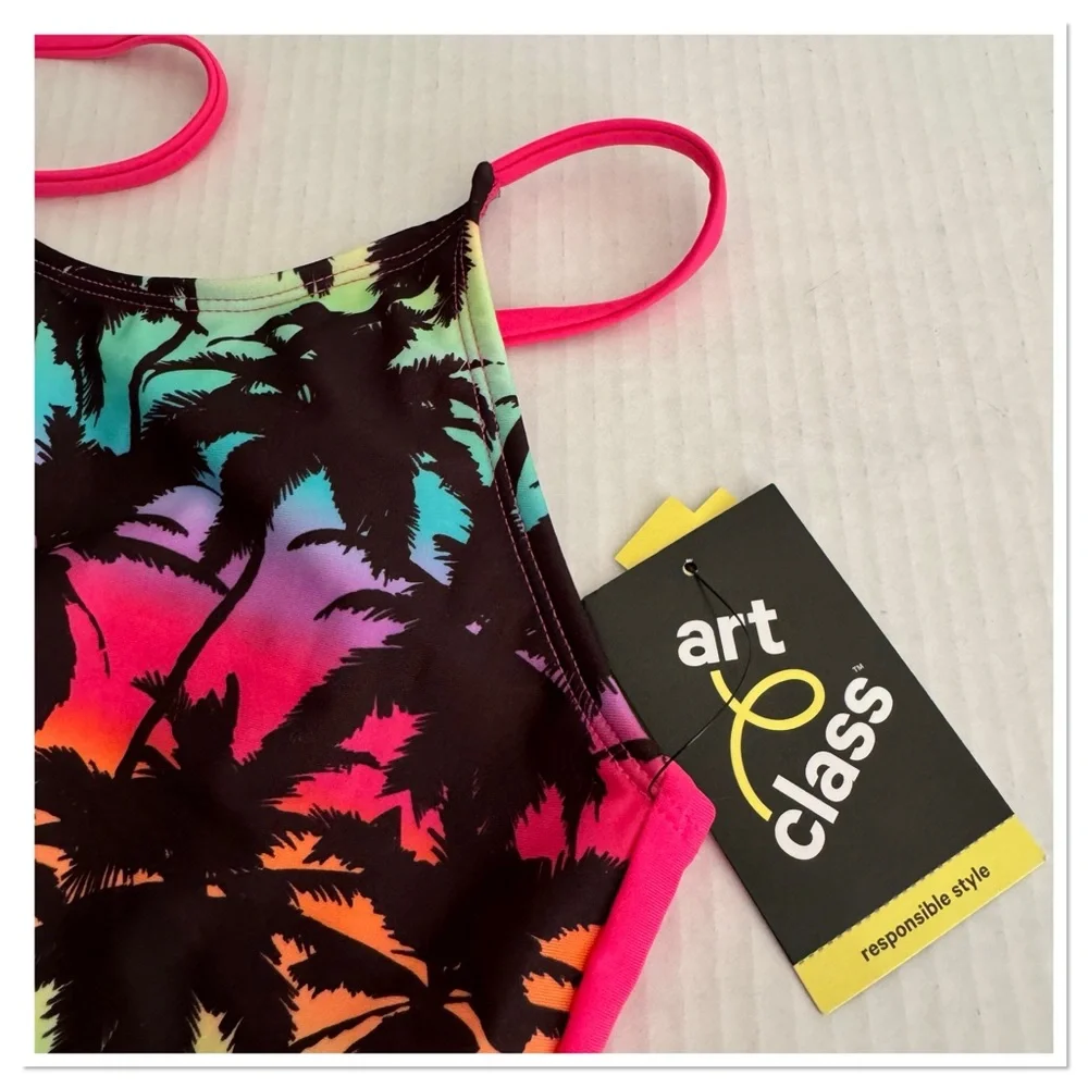 Girls Tropical Ombre Abstract Swimsuit Art Class